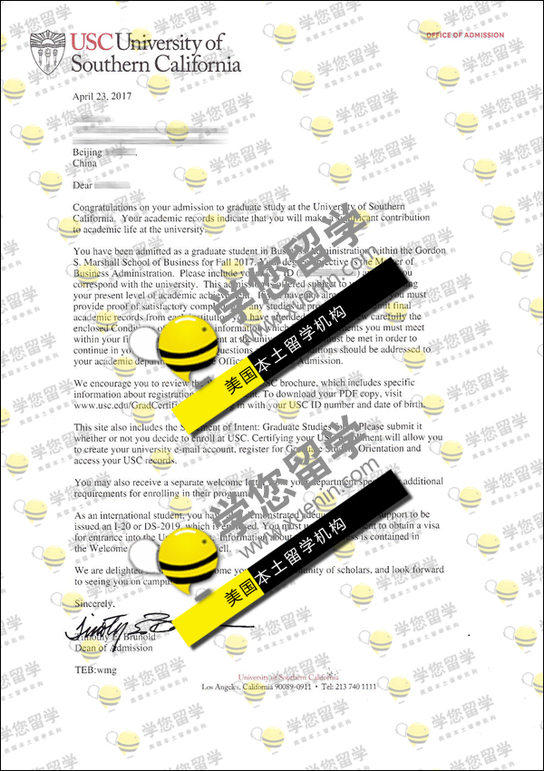 USC-X同学斩获2017-Fall 南加州大学 MBA-工商管理硕士录取一枚