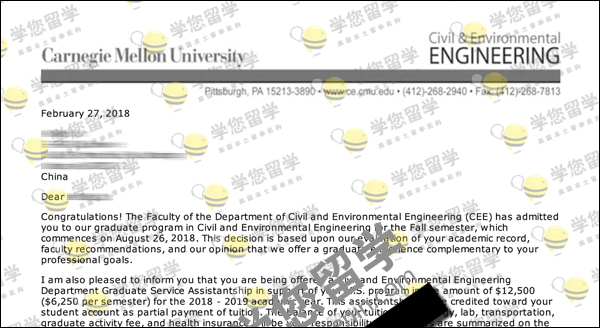 CMU-L同学喜获2018 卡耐基梅隆大学 土木工程硕士录取一枚