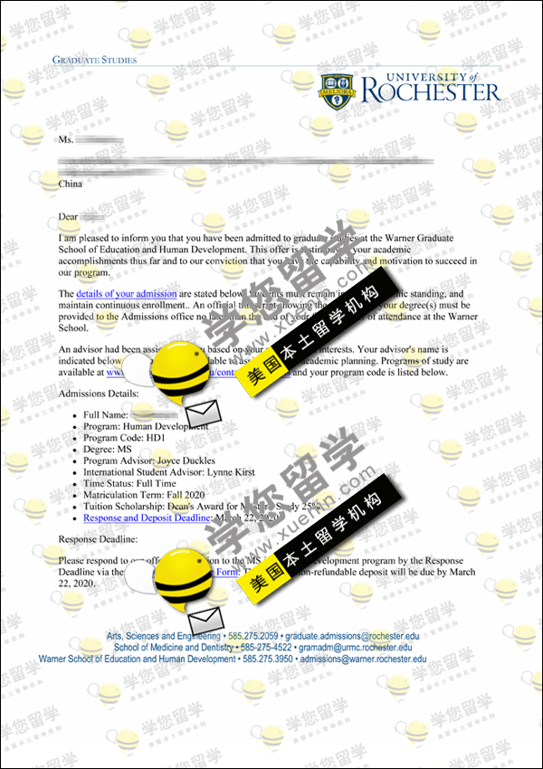 Rochester半奖-F同学获 罗切斯特大学 CE奖学金offer一枚