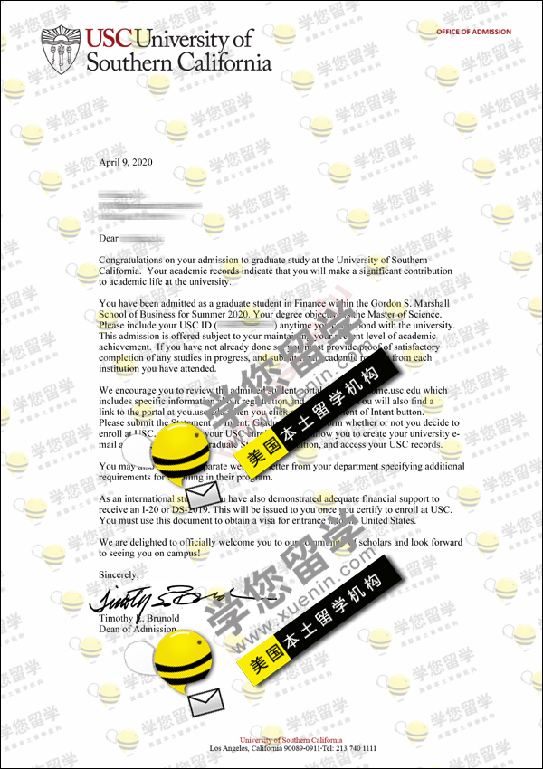 USC-祝贺C同学获 南加州大学 MSF项目硕士offer小奖