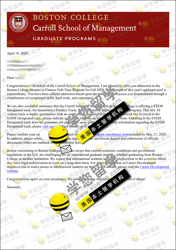 BC-祝贺Julia获得 波士顿学院 MSF项目硕士offer