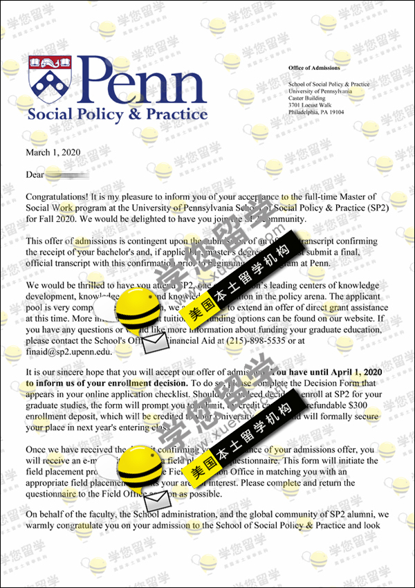 Upenn-Joshua斩获 宾夕法尼亚大学 MSSW专业硕士offer一枚