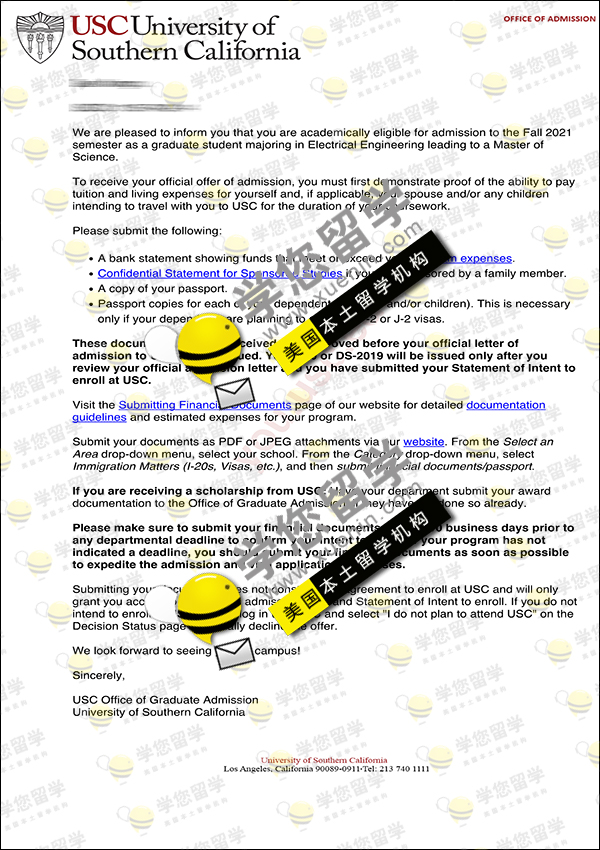 IBT103，GRE320，收到 南加州大学 EE硕士AD一枚