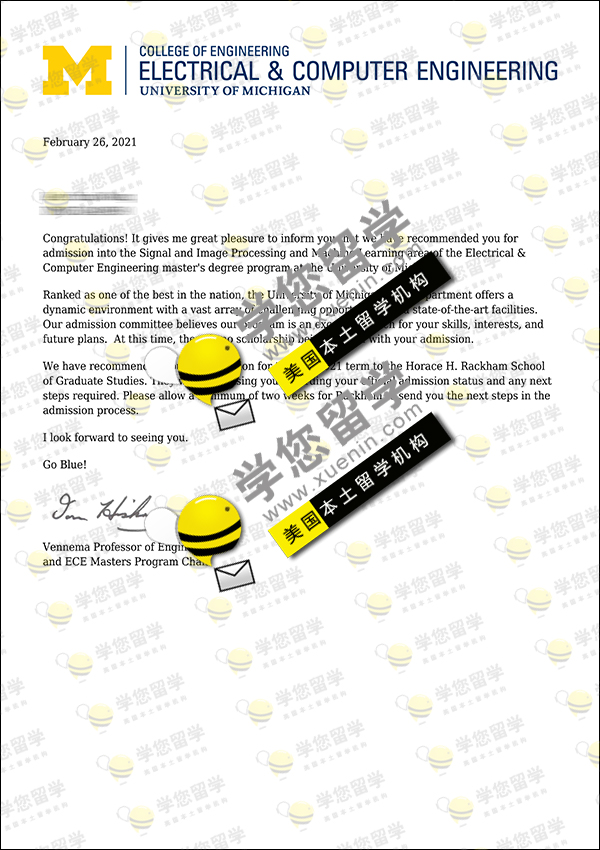 Umich-恭喜Hannah喜获 密歇根大学安娜堡分校 EE硕士offer小奖